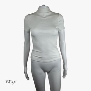 NWT Paige Women's Blanche Knit Mock-Neck Top in Ivory Sz S Bodycon Glam